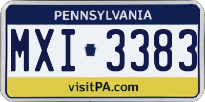 PA license plate MXI3383
