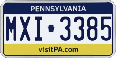 PA license plate MXI3385
