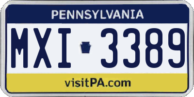 PA license plate MXI3389