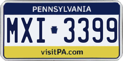 PA license plate MXI3399