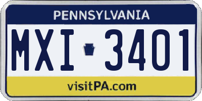 PA license plate MXI3401