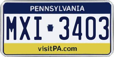 PA license plate MXI3403