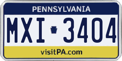 PA license plate MXI3404