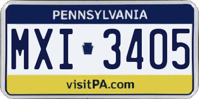 PA license plate MXI3405