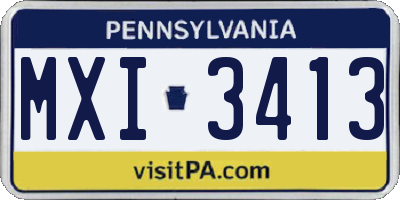 PA license plate MXI3413