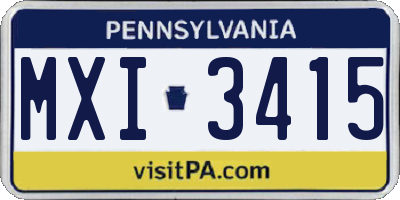 PA license plate MXI3415
