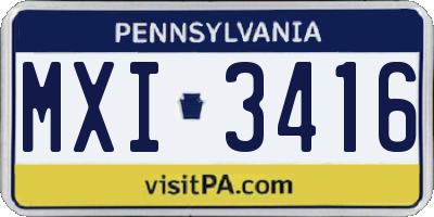 PA license plate MXI3416