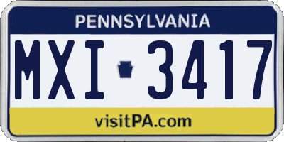 PA license plate MXI3417