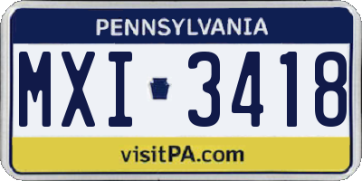 PA license plate MXI3418