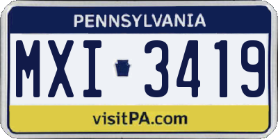 PA license plate MXI3419