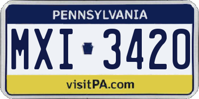 PA license plate MXI3420