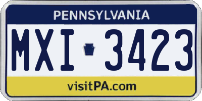 PA license plate MXI3423