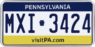 PA license plate MXI3424