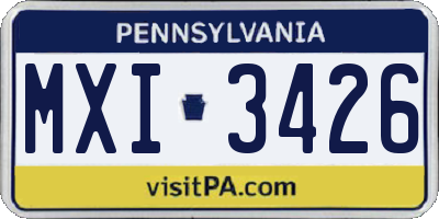 PA license plate MXI3426