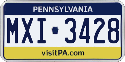 PA license plate MXI3428