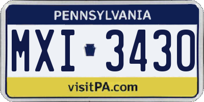 PA license plate MXI3430