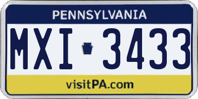 PA license plate MXI3433
