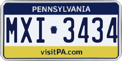 PA license plate MXI3434