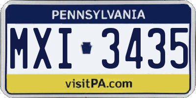 PA license plate MXI3435