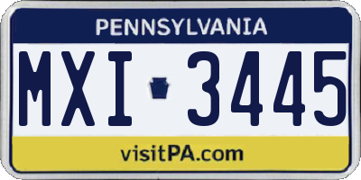 PA license plate MXI3445