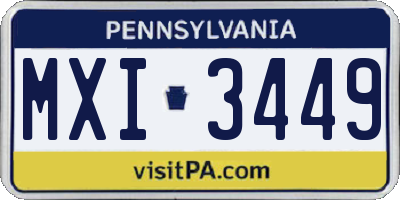PA license plate MXI3449