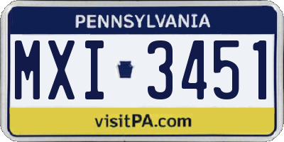 PA license plate MXI3451