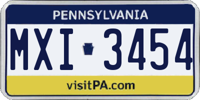 PA license plate MXI3454