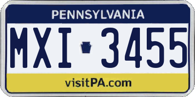 PA license plate MXI3455