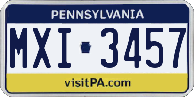 PA license plate MXI3457