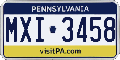PA license plate MXI3458
