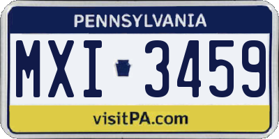 PA license plate MXI3459