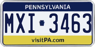 PA license plate MXI3463