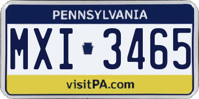 PA license plate MXI3465