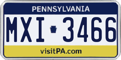 PA license plate MXI3466