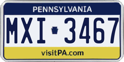 PA license plate MXI3467