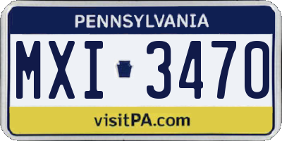 PA license plate MXI3470