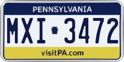PA license plate MXI3472