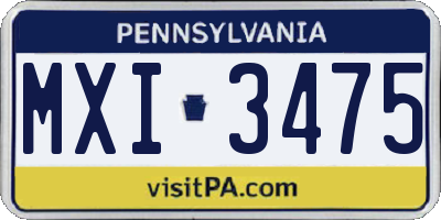 PA license plate MXI3475