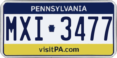 PA license plate MXI3477