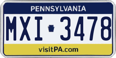 PA license plate MXI3478