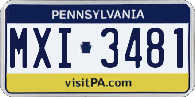 PA license plate MXI3481