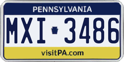 PA license plate MXI3486