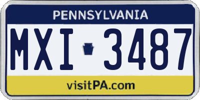 PA license plate MXI3487