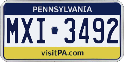 PA license plate MXI3492