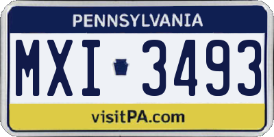 PA license plate MXI3493