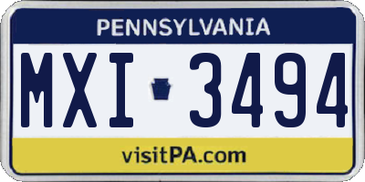 PA license plate MXI3494