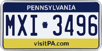 PA license plate MXI3496
