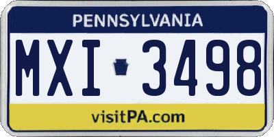 PA license plate MXI3498