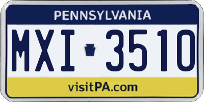 PA license plate MXI3510