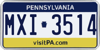 PA license plate MXI3514